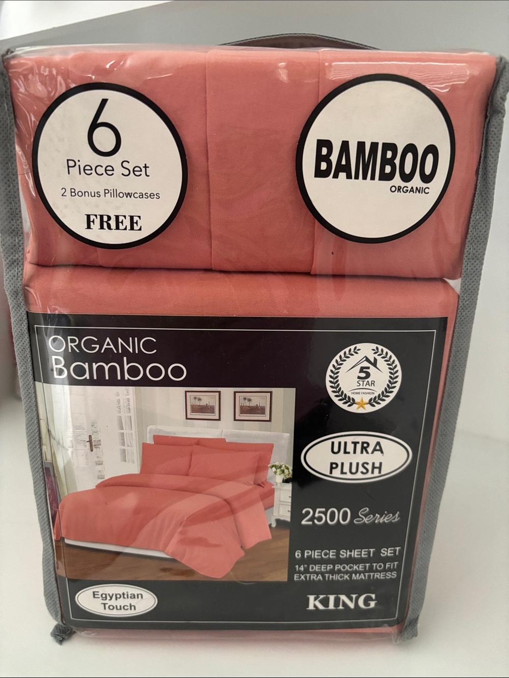 BAMBOO KING Coral Ultra Plush king 6-Piece Sheet Set